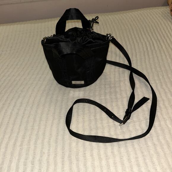 VICTORIA'S SECRET PINK satin mini bucket crossbody strap bag black purse - Picture 1 of 6